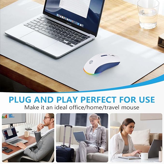 Wireless Bluetooth Mouse, 2.4G and Bluetooth 5.2 Ergonomic Rechargeable USB - Image 6