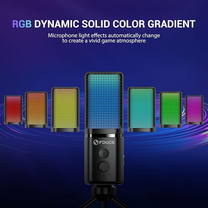FDUCE Gaming USB Microphone for PC, RGB Condenser Computer Mic - Image 5