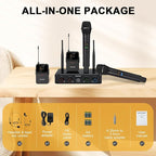 4-Channel Wireless Microphone System, UHF Cordless Mic Set w/ 4x10 Frequencies - Image 7