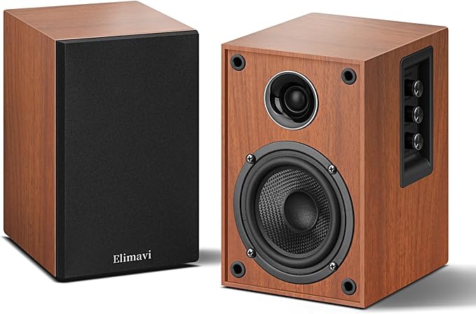 Elimavi Powered Bluetooth 5.3 Bookshelf Speakers - 60W Record Player Speakers by ElimaviNotejumping
