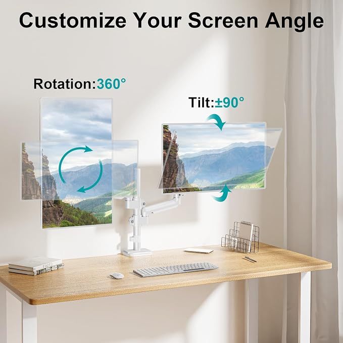 MOUNT PRO Dual Monitor Mount for 13-32" Computer Screen, Tall Monitor Stands - Image 7