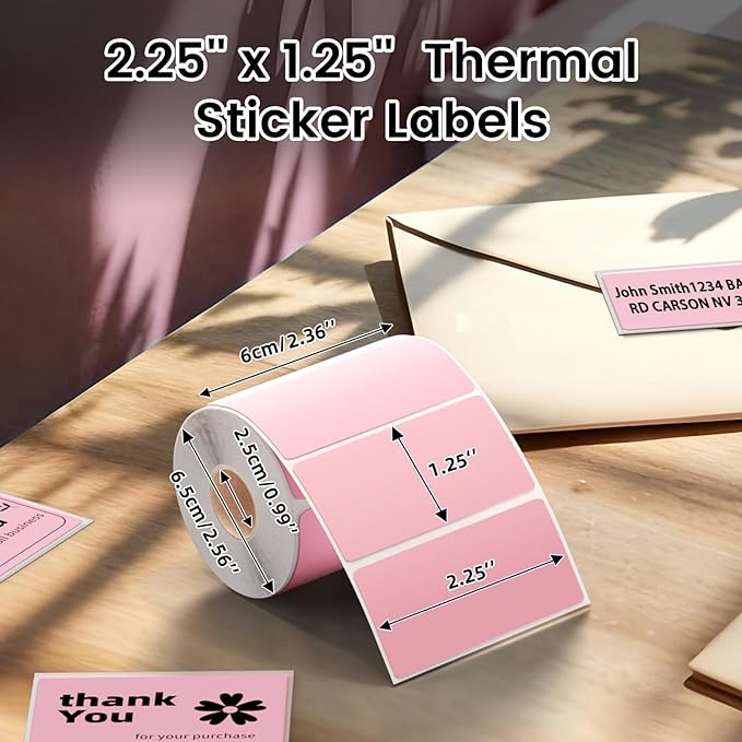 2.25x1.25 Inch Thermal Labels Pink, Holographic Sliver Barcode Thermal Labels - Image 2