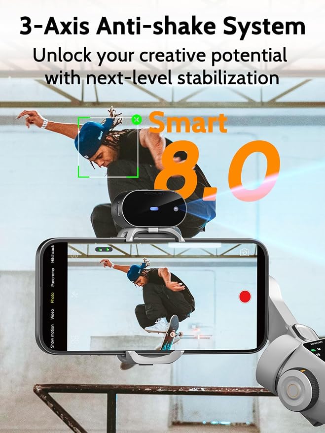 Gimbal Stabilizer for Video Recording, Smartphone 3-Axis Smartphone Gimbal - Image 2