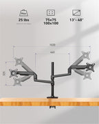 Quad Monitor Mount, Holds Screens up to 40 Inches and 25 lbs, Fully Adjustable - Image 2