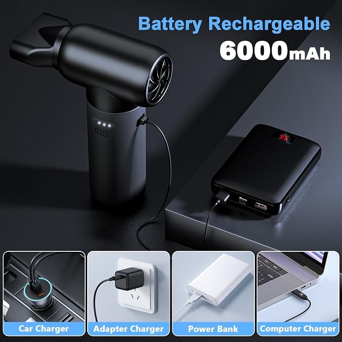 Electric Air Duster, 000 RPM 3 Gear Adjustable Cordless Air Blower, 6000mAh - Image 6