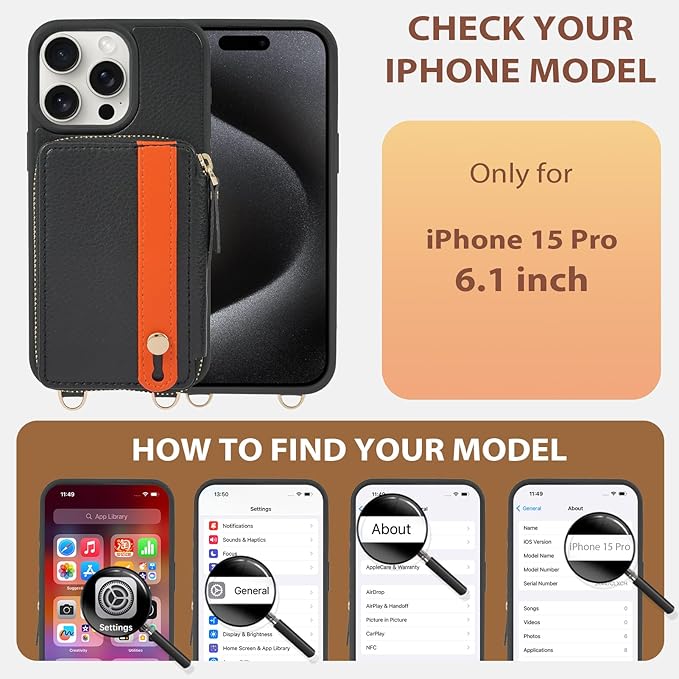 LAMEEKU for iPhone 15 Pro Wallet Case - Image 6
