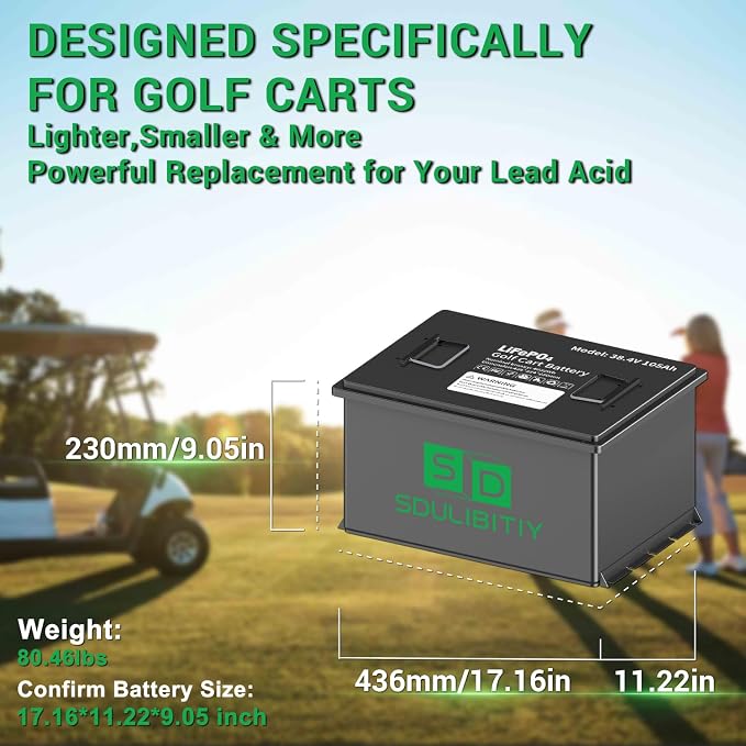 36V 105Ah LiFePO4 Golf Cart Battery, Built-in Smart 200A BMS, - Image 3