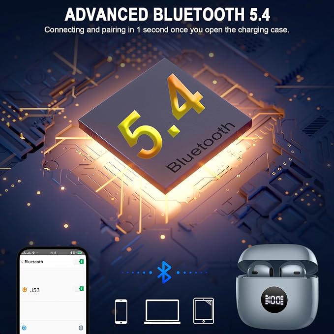 Wireless Earbuds, 40H Playback Mini Case IP7 Waterproof Sports Earphones - Image 3