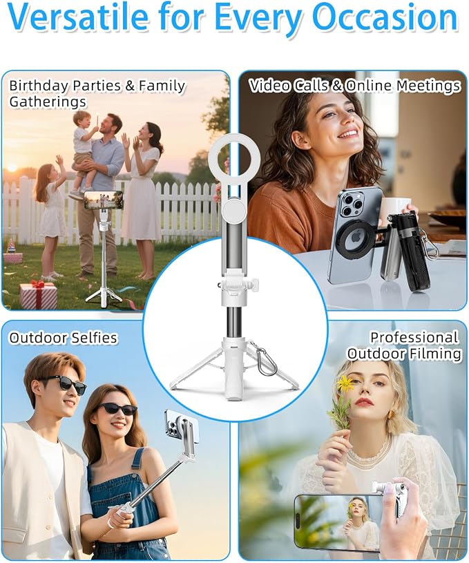 CloudValley Magnetic 4-in-1 Multifunctional Selfie Stick Tripod, Mini Portable - Image 9