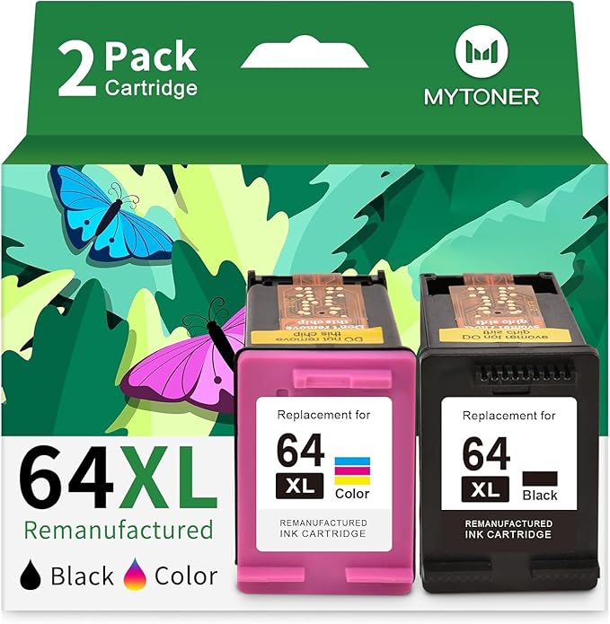 MYTONER 64XL Ink Cartridge Black/Color Combo Pack Remanufactured Replacement by MYTONER