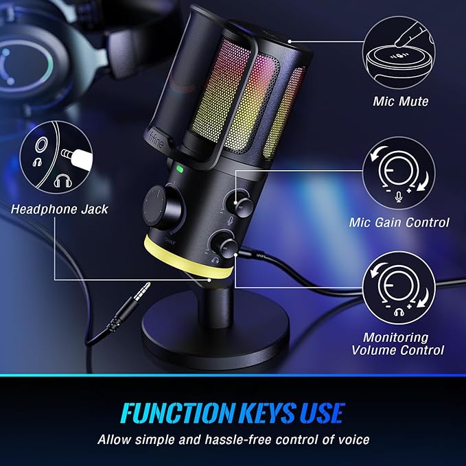 FIFINE Gaming PC Microphone, USB Streaming Microphone - Image 6