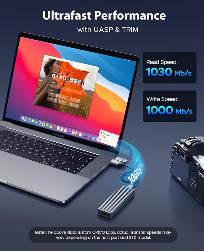 ORICO M.2 NVMe SSD Enclosure Aluminum Tool-Free Adapter, 10Gbps USB3.2 USB-C M2 - Image 2
