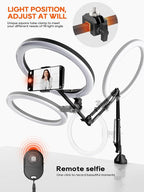 Upgrade Ring Light Overhead Phone Mount, 12”Circle LED Desk Ring Light - Image 5