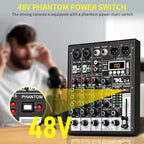 4 Channel Podcast Audio Mixer, Compact Mixing Console - Image 5