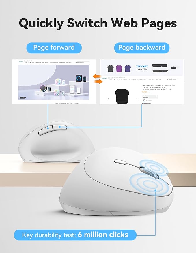 TECKNET Wireless Mouse, 5 Adjustable DPI Levels, 6 Buttons, 4800 DPI Wireless - Image 5
