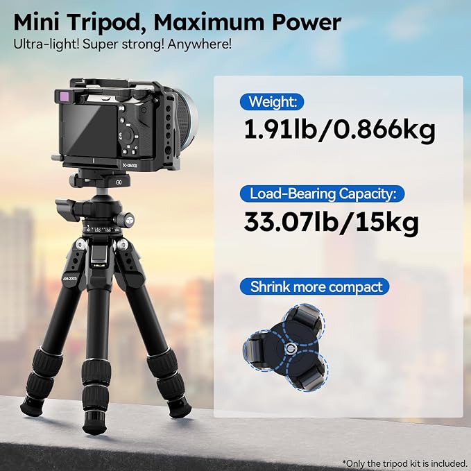 SIRUI Lightweight Mini Tripod, 1.9lbs Aluminum Desktop Table Tripod - Image 2