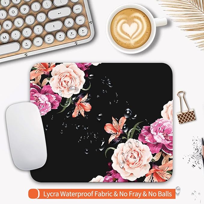 Square Mouse Pad Pretty Peony Flower, Personalized Premium-Textured Custom - Image 3