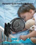 GEHEN Clip-On Fan with Sturdy Clamp, USB-Powered Fan 3-Speed, Ultra-Quiet - Image 7