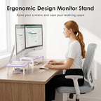ECOLOVI Wood Computer Laptop Monitor Stand Riser, 4-Height Adjustable Desk - Image 2