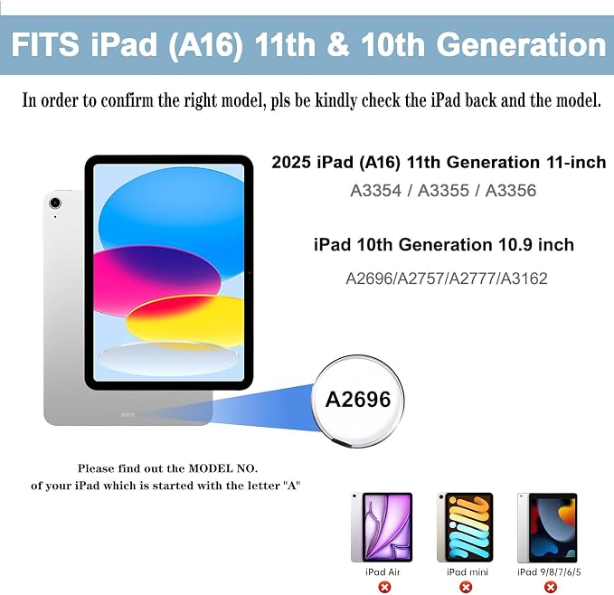 Keyboard Case for iPad 11-inch 2025/10.9 inch 10th Gen 2022, iPad 11th/10th - Image 2