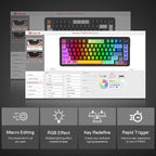 Redragon K714 Rapid Trigger HE Gaming Keyboard, 75% 81 Keys Wired Mechanical - Image 8