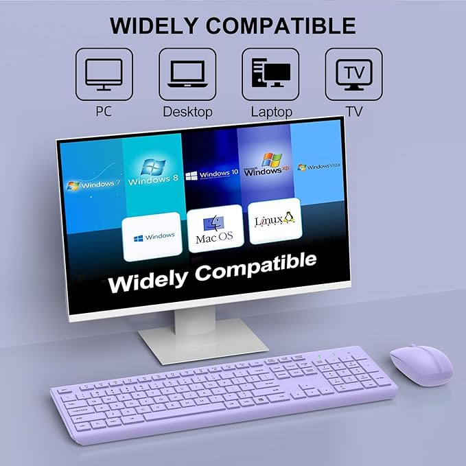 Wireless Keyboard and Mouse Combo, Full-Size Silent Ergonomic Keyboard and - Image 8