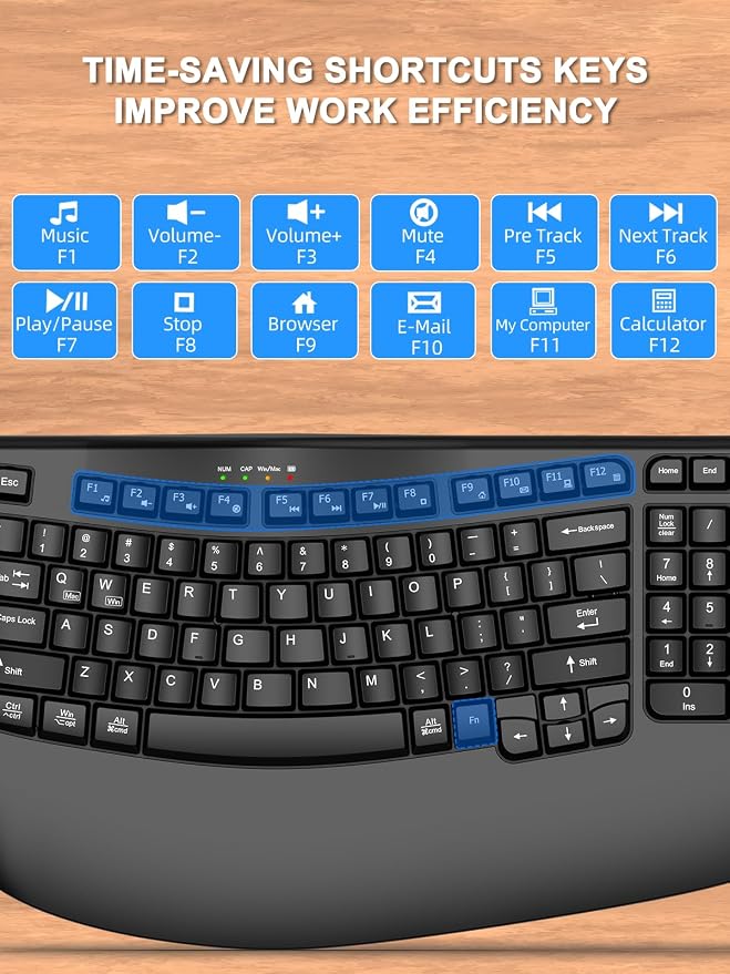 EDJO Ergonomic Wireless Keyboard - Image 6
