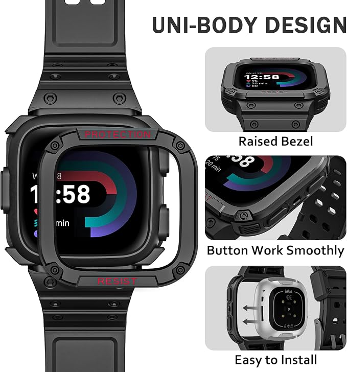 FINTIE Bands with Case Compatible with Fitbit Versa 4/3/2/1/Versa Lite/Fitbit - Image 3