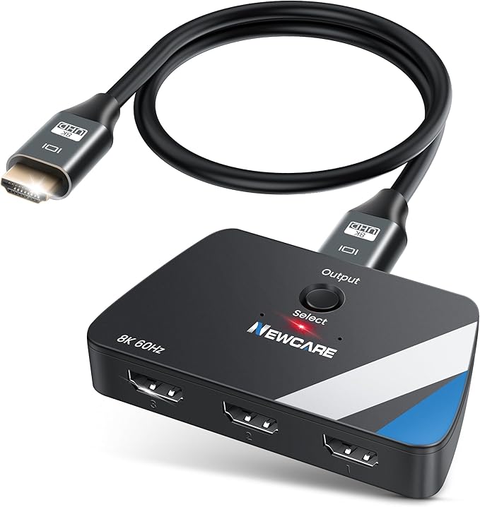 NEWCARE 4K@120Hz HDMI Switch 3 in 1 Out, HDMI 2.1 Splitter 8K@60Hz by NEWCARE