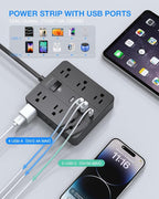 Power Strip Surge Protector, Flat Extension Cord Indoor 20 Feet, HUNIAN 12 - Image 4