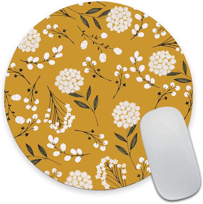Round Mouse Pad, Cute Floral Mouse Pad by Armanza