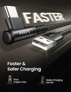 AINOPE Right Angle USB Type C Cable 3.1A Fast Charging USB to USB C Cable - Image 2