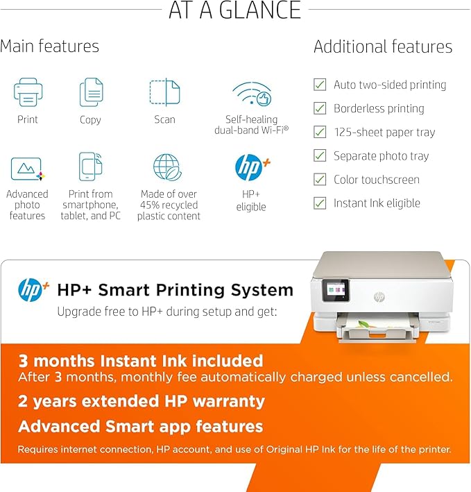 HP ENVY Inspire 7255e Wireless Color Thermal Inkjet Printer, Easy setup - Image 3