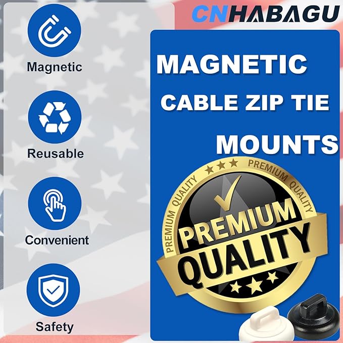 Magnetic Cable Zip Tie Mounts Clips Multipurpose Zip Ties Mount Base Holder - Image 2