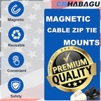 Magnetic Cable Clips Multipurpose Zip Ties Mount Base Holder Black Wire Cable - Image 2