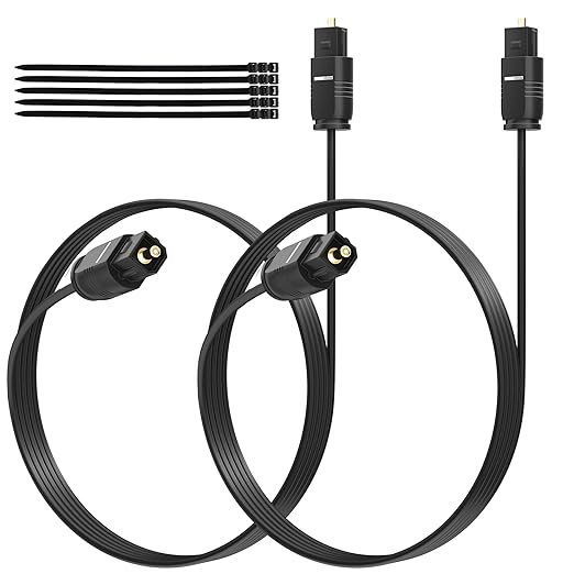 Adoreen Ultra-Thin Slim Digital Optical Audio Cable 6 FT/2 Pack, Fiber Optic by Adoreen