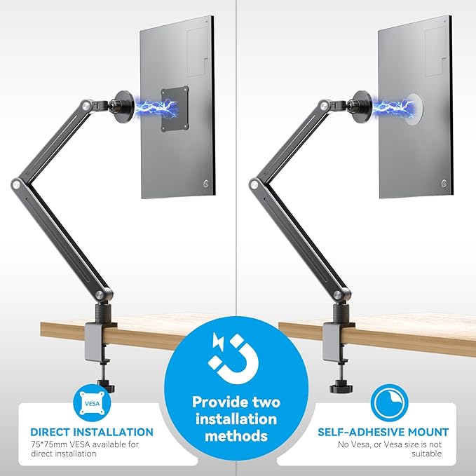 Jakeko Strong Magnetic Portable Monitor Desk Clamp - 75mm VESA Mount 4.7" 15.6" - Image 3