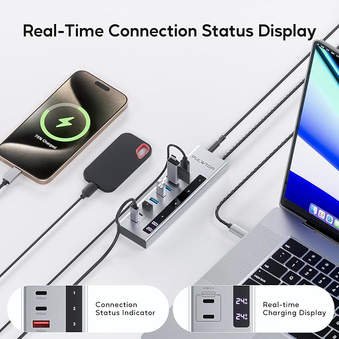 Powered USB C Hub, 10-in-1 USB 3.2 Data Hub - Image 6