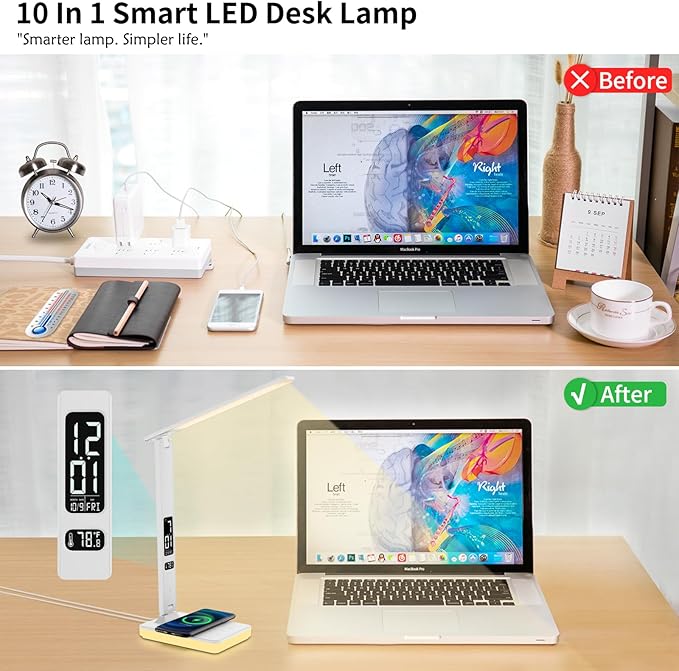 LED Desk Lamp for Home Office, USB Charging Port, Reading Lamp Desk Light - Image 7
