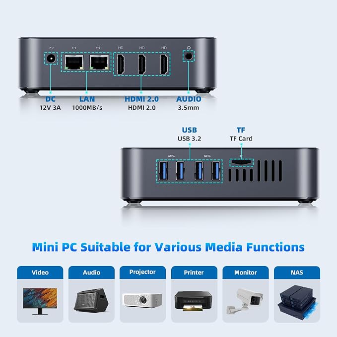 DreamQuest Mini PC W 11 Pro, Intel 12th Gen N95, 16GB RAM, 512GB SSD | Mini - Image 3