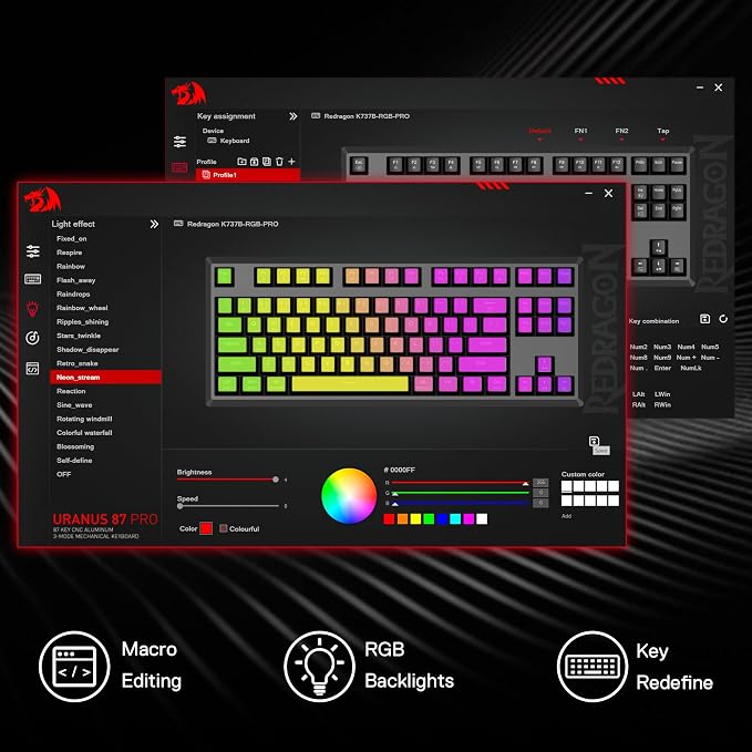 Redragon K737 PRO Wireless 87 Keys Gasket Gaming Keyboard, 80% Premium CNC - Image 8