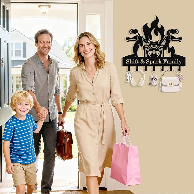 Personalized Flaming Motoclycle Key Holder Wall Mount, Custom Metal Key Rack - Image 3