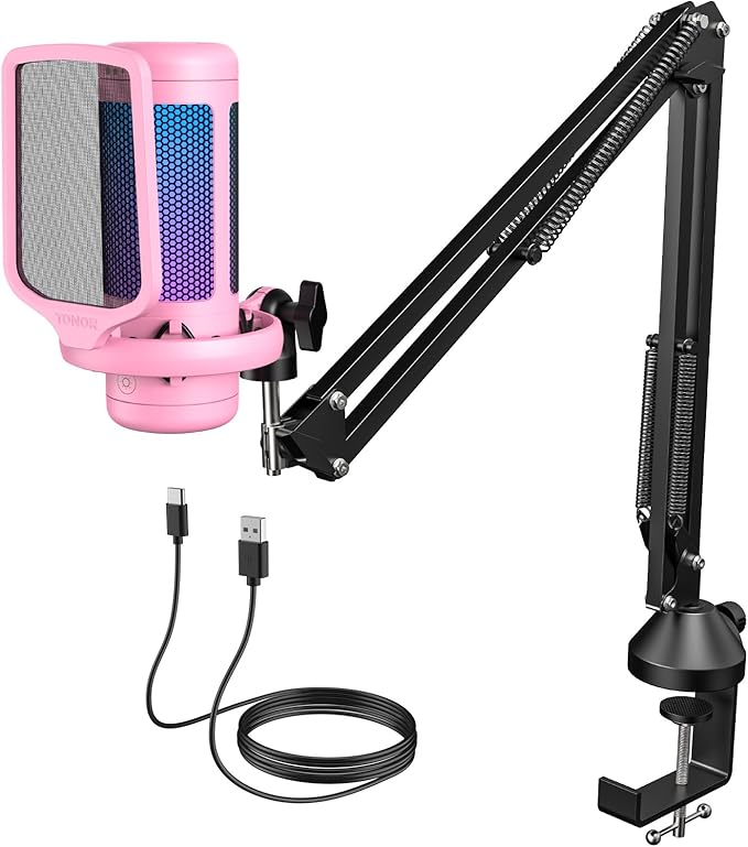 TONOR Gaming Microphone Arm Set, RGB Condenser Mic by TONOR