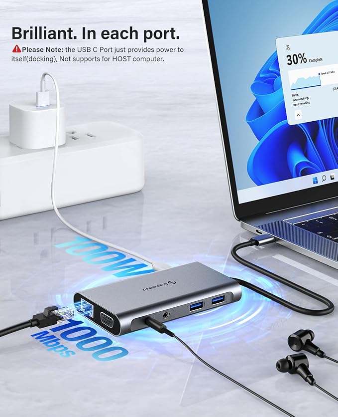 UtechSmart USB Docking Station, 11 IN 1 USB C Dock Triple Display, USB 3.0 - Image 7