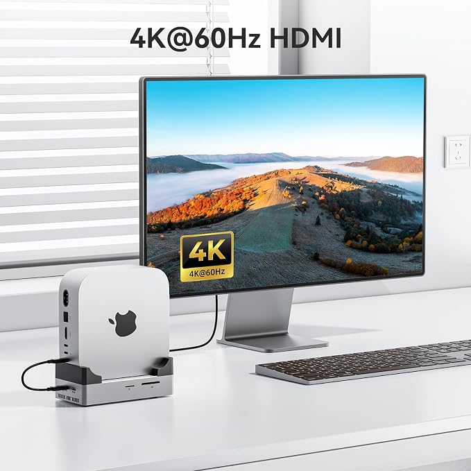 ANYOYO Mac mini M4 Dock and Stand, 10-in-1 Aluminum USB-C Hub - Image 6