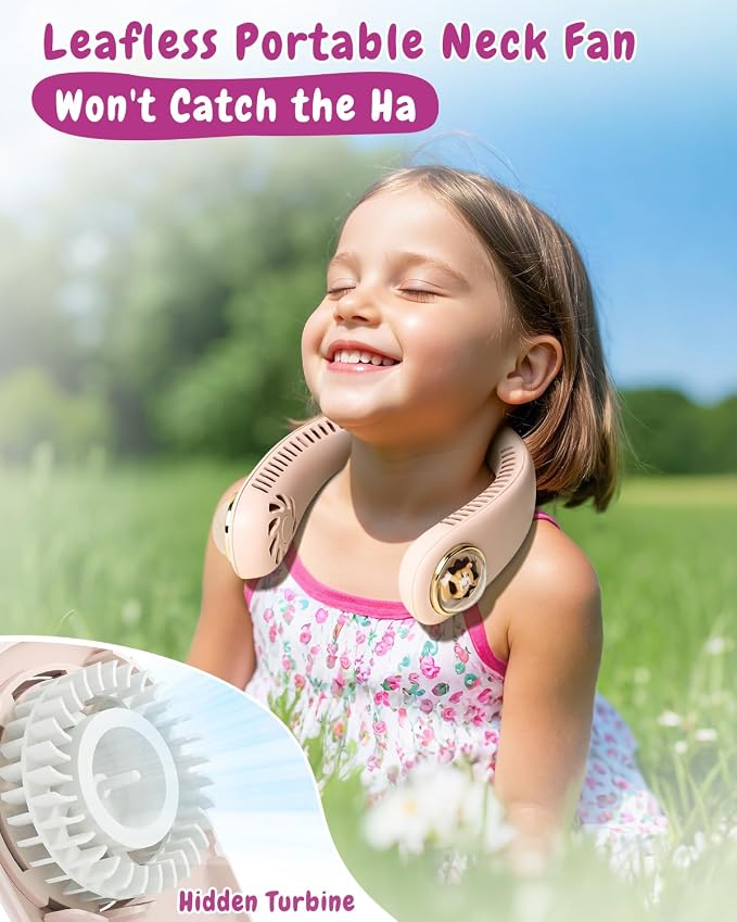 Neck Fan for Kids, Bladeless Portable Fan Rechargeable for 4-14Y Girls & Boys - Image 3