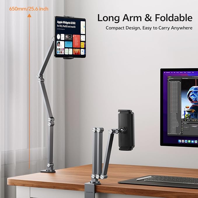 Tablet Stand iPad Phone Holder for Desk, Heavy Duty Aluminum 360° Rotating & - Image 3
