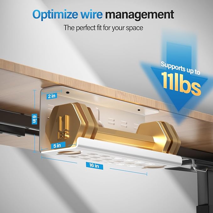 2 Pack Cable Management Under Desk White, Cinati 32" Large Cable Management Tray - Image 7