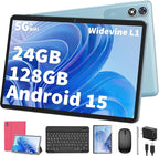 Android Tablet with Keyboard, 10 inch Android 15 tablet, 24GB RAM 128GB ROM by YLEEBG