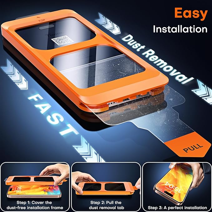 TOCOL for iPhone 16 Pro Privacy Screen Protector 6.3-Inch True 25°Anti Spy 9H+ - Image 3